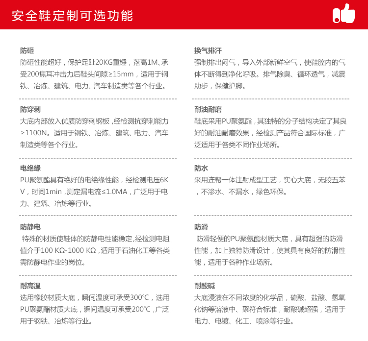 牛皮安全靴可選功能介紹