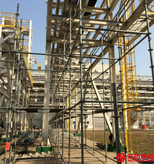 元拓盤(pán)扣式腳手架在建筑工地使用